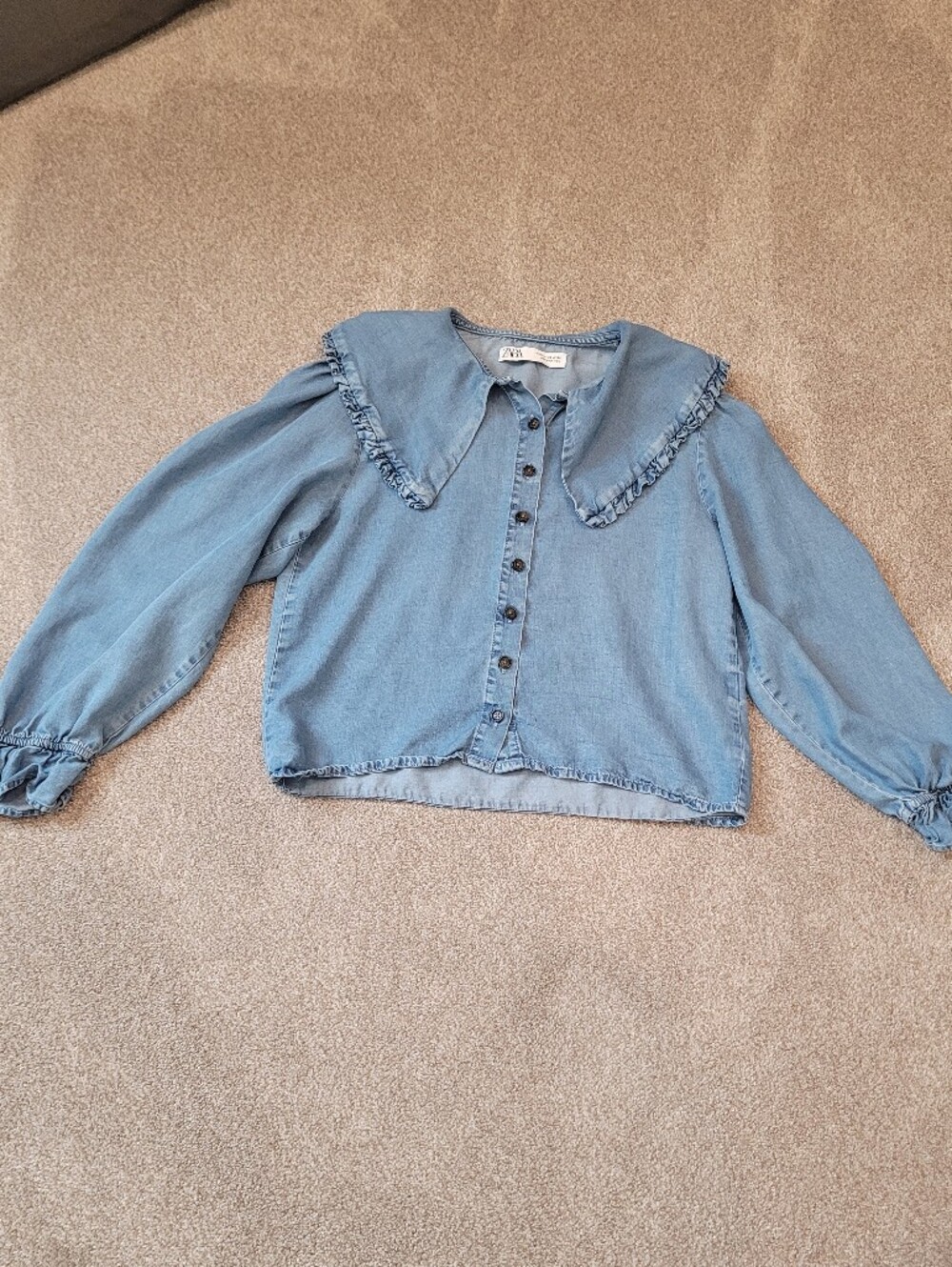 Zara Womens Peter Pan Wide Collar Lyocell Button Up Blouse Size XS - Picture 5 of 9